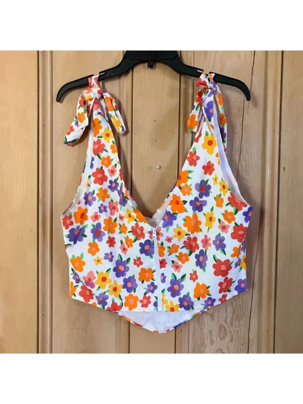 Peppermayo x Revolve Womens Floral Linen Bustier Tie Top Size 12 White SP NWT - Picture 10 of 12